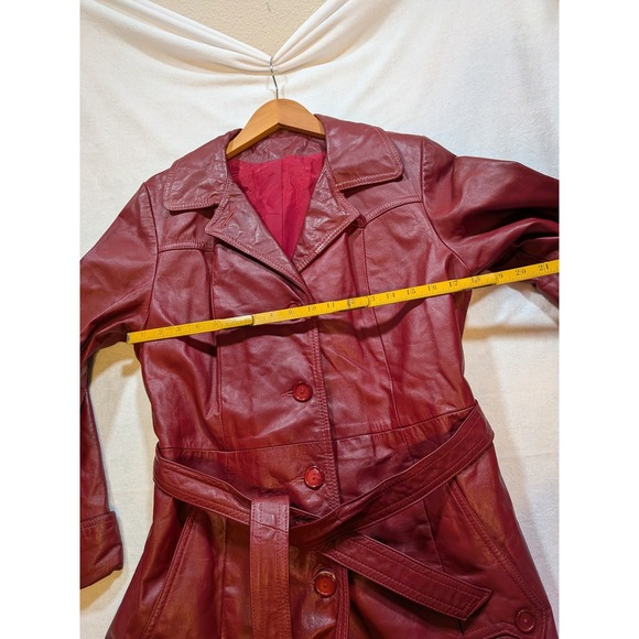 Vintage Red Trench Coat - Picture 3 of 8